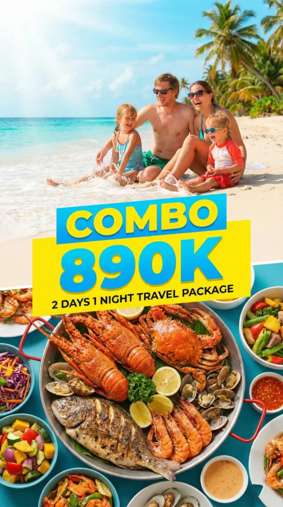 Poster combo du lịch Biển Quỳnh 2 ngày 1 đêm trọn gói ăn nghỉ giá rẻ