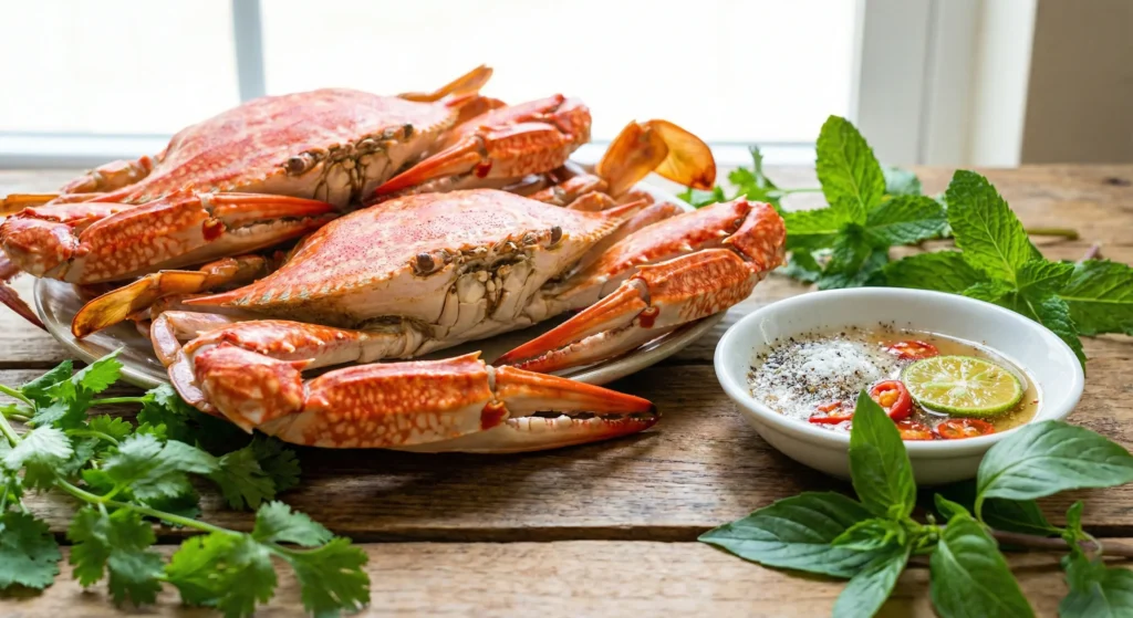 Ghẹ xanh Quỳnh Lưu hấp sả chắc thịt, gạch vàng ươm