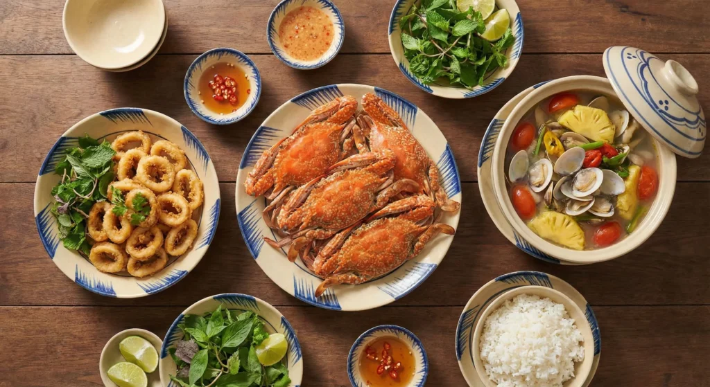Thực đơn hải sản trọn gói trong combo tại nhà hàng Thái Cát